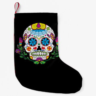 着色された花のメキシコ入れ墨の砂糖のスカル スモールクリスマスストッキング