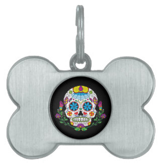 着色された花のメキシコ入れ墨の砂糖のスカル ペットネームタグ