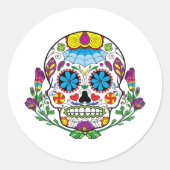 着色された花メキシコのタトゥーシュガースカル ラウンドシール (正面)