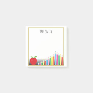 着色された赤いAppleは先生からのノートを書きます ポストイット