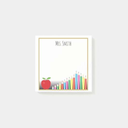 着色された赤いAppleは先生からのノートを書きます ポストイット (正面)