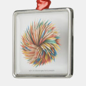 着色された鉛筆のクローズアップ メタルオーナメント (左)