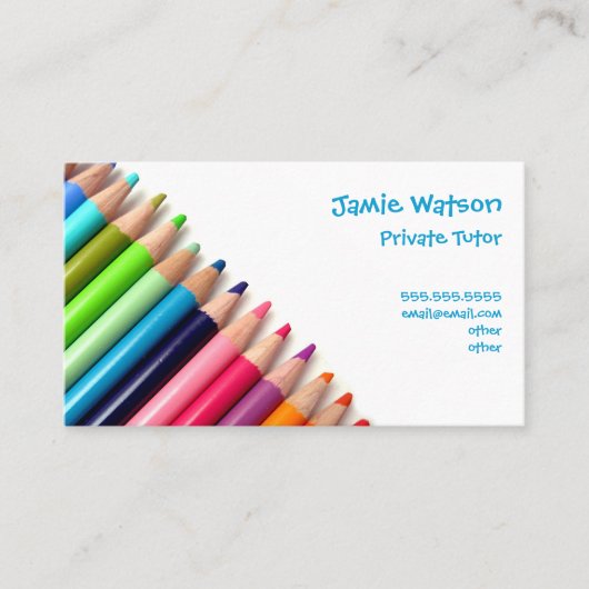 着色された鉛筆の個人教師の先生の名刺 名刺 (正面)