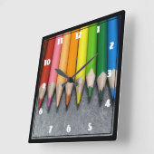 着色された鉛筆の列 スクエア壁時計 (傾斜)