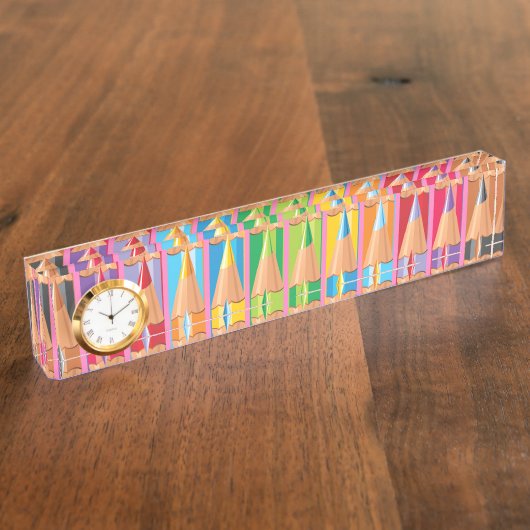 着色された鉛筆の列 デスクネームプレート (側面)