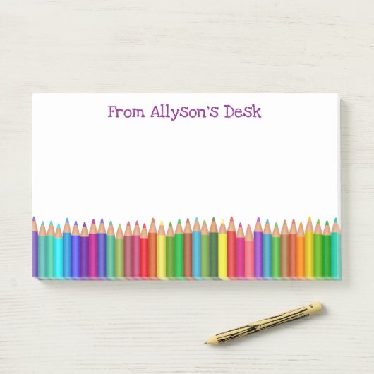 着色された鉛筆の幸せで明るいおもしろいの子供のモノグラム ポストイット (デスク)