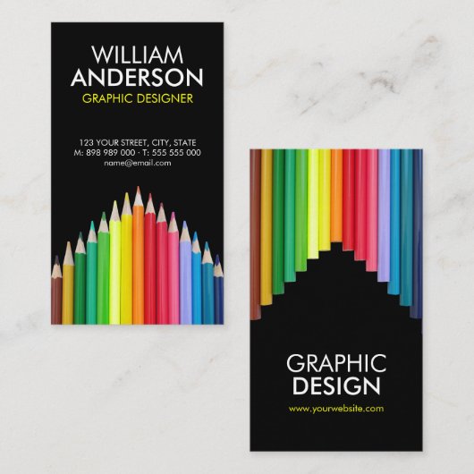 着色された鉛筆の芸術家のイラストレーターの名刺 名刺 (正面/裏面)