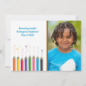 着色された鉛筆の青年卒業生の文字の写真 案内状 (正面)