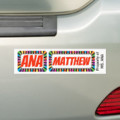 着色された鉛筆のbordrが付いているアナおよびMatthewの名札 バンパーステッカー (車上)