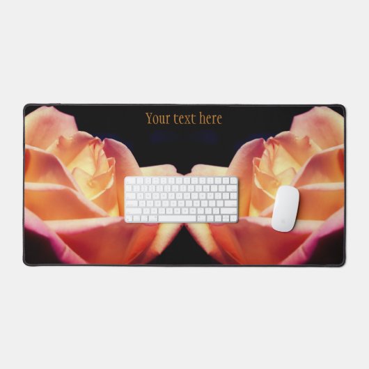 着色された黄色いバラの花パーソナライズされた デスクマット (キーボード&マウス)