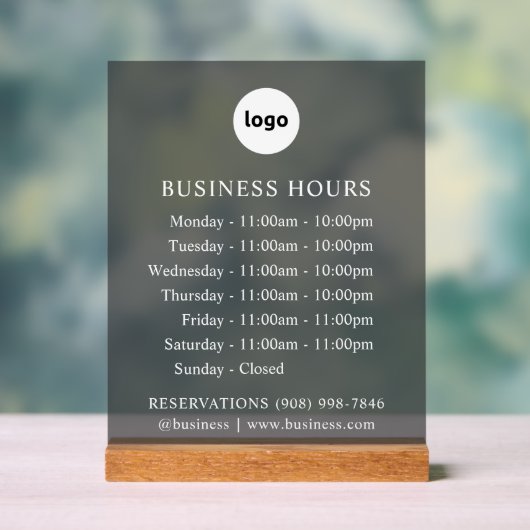 着色された | ロゴと営業時間 | アクリル記号 アクリルサイン (ニュートラル)