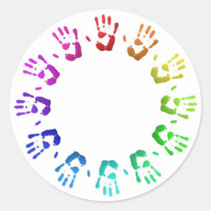 着色されたhandprints ラウンドシール