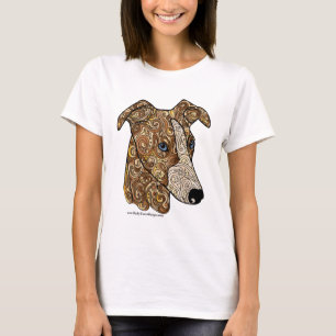 着色されたWhippetの落書き犬のTシャツ Tシャツ