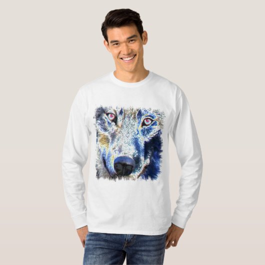 着色されるオオカミの顔 Tシャツ (正面フル)