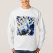 着色されるオオカミの顔 Tシャツ (正面)