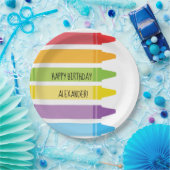 着色されるカラフルな虹は誕生会をクレヨンで彩色します ペーパープレート (パーティー)