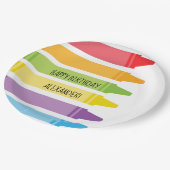 着色されるカラフルな虹は誕生会をクレヨンで彩色します ペーパープレート (アングル)