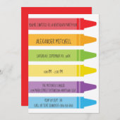 着色されるカラフルな虹は誕生会をクレヨンで彩色します 招待状 (正面/裏面)