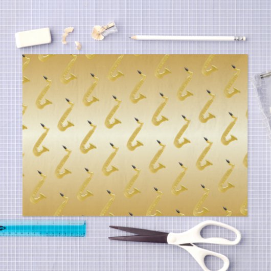 着色されるサクソフォーンの金ゴールド 薄葉紙 (クラフト)