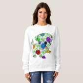 着色されるパグの子犬- スウェットシャツ (正面フル)