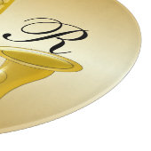 着色されるモノグラムのなサクソフォーンの金ゴールド カッティングボード (角)