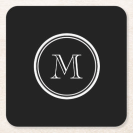 着色されるモノグラムの最初の黒い上限 スクエアペーパーコースター