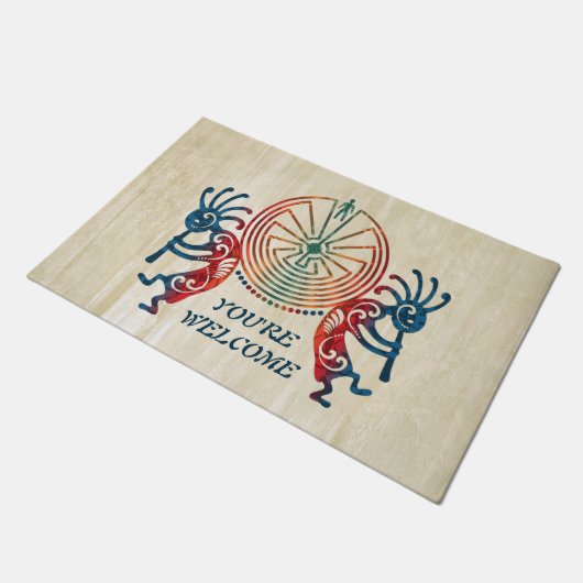 着色される当惑のココペリ/人 + あなたのアイディア ドアマット (アングル)