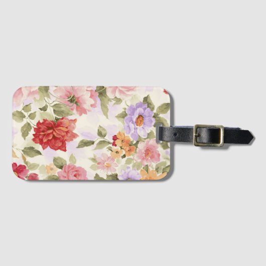着色される花かわいらしいヴィンテージ ラゲッジタグ (正面横)
