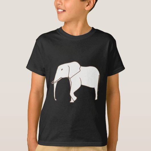 着色のワイシャツ-象の歩くの輪郭のスケッチ Tシャツ (正面)