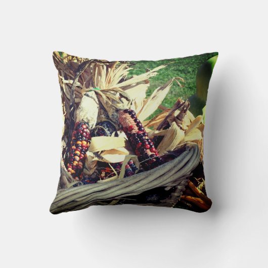 着色インディアンコーン入りウィッカーバスケット秋 クッション (裏面)