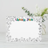 着色クールフラット感謝ノートカード 招待状 (スタンド正面)