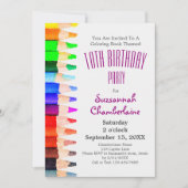 着色テーマレインボーペンシルコドラーズパーティー 招待状 (正面)