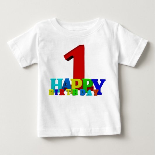着色ハッピーバースデータイポグラフィ ベビーTシャツ (正面)