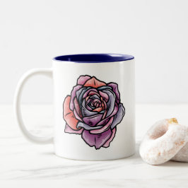 着色バラ花 ツートーンマグカップ