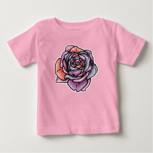 着色バラ花 ベビーTシャツ