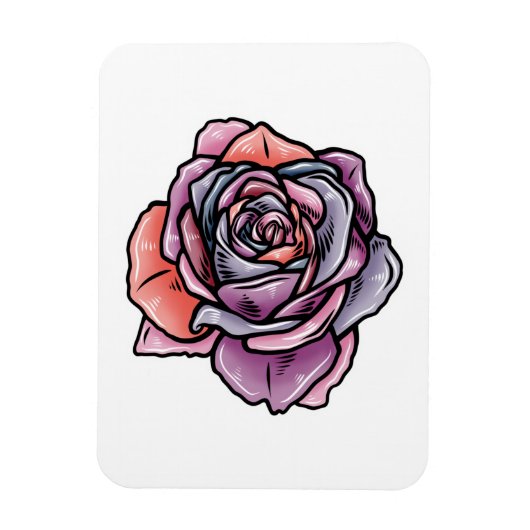 着色バラ花 マグネット (縦)