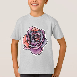 着色バラ花 Tシャツ