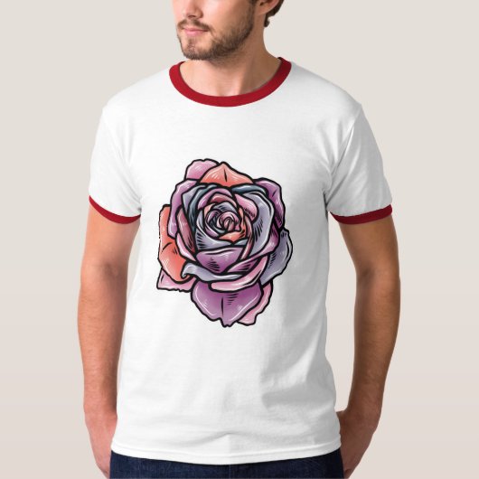 着色バラ花 Tシャツ (正面)