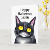 着色パーソナライズされたページ付きハッピーハローウィン カード (黄色い花)