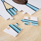 着色パーソナライズされた鉛筆とペイントブラシ ジグソーパズル (側面)