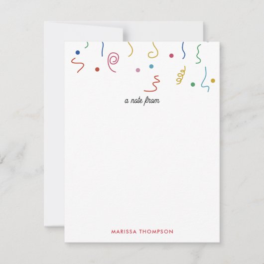 着色パーティー紙吹雪名前をカスタムする ノートカード (正面)