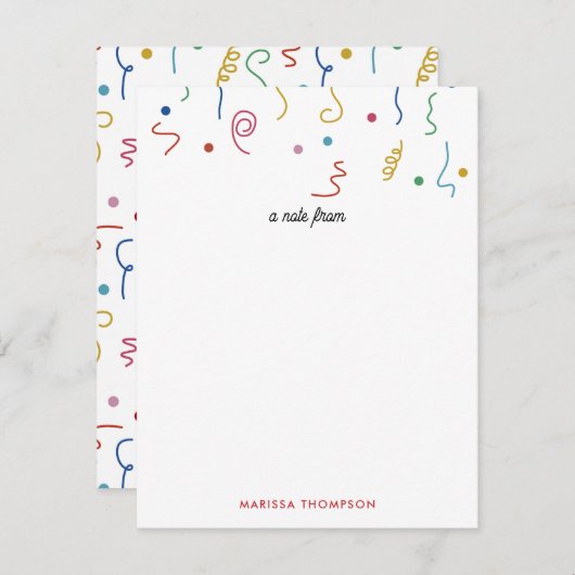 着色パーティー紙吹雪名前をカスタムする ノートカード (正面/裏面)