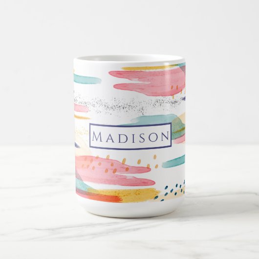 着色ブラシストローク水色コーヒーマグ コーヒーマグカップ (中央)