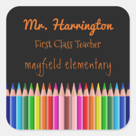 着色ペンシルカスタム文字シール スクエアシール