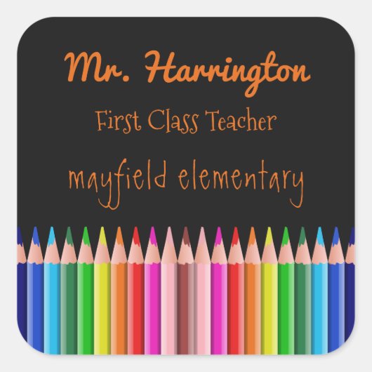 着色ペンシルカスタム文字シール スクエアシール (正面)