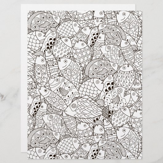 着色ページおもしろい魚スクラップブック紙 (正面/裏面)