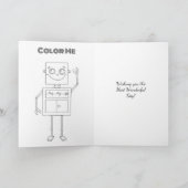 着色ページをテーマにしたハッピーバースデーロボット カード (内部)