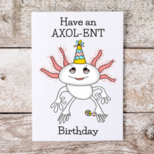 着色ページを内側に持つAxolotl誕生日カード カード