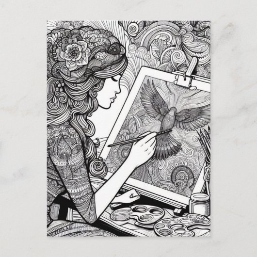 着色ページギフトラップ ポストカード (正面)