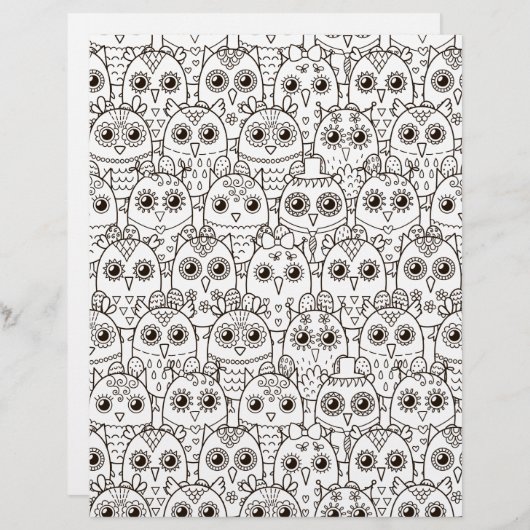 着色ページフクロウアイスクレーブック紙 (正面/裏面)